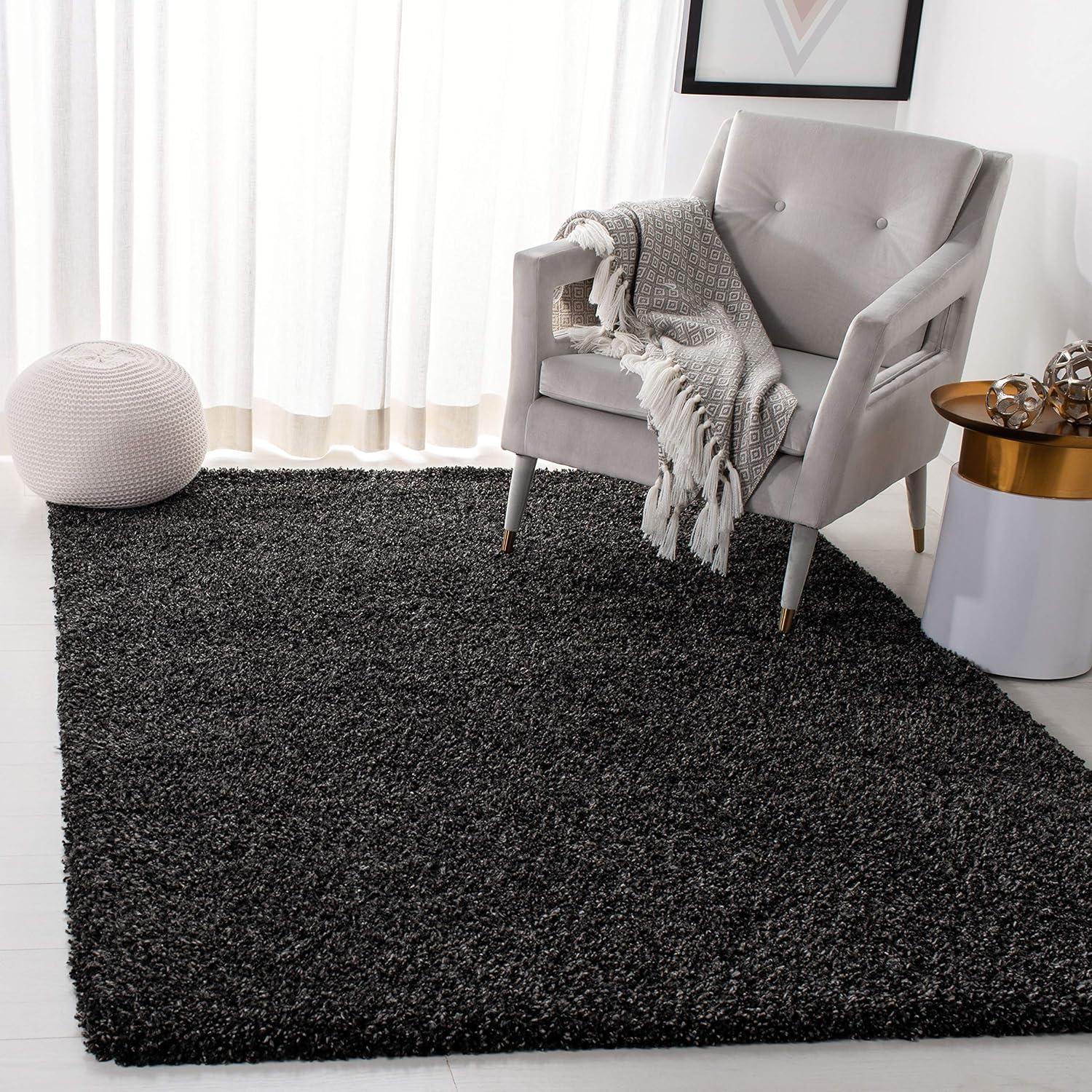 Evolution Shag EVO520 Power Loomed Area Rug - Charcoal - 5'3"x7'6" - Safavieh.