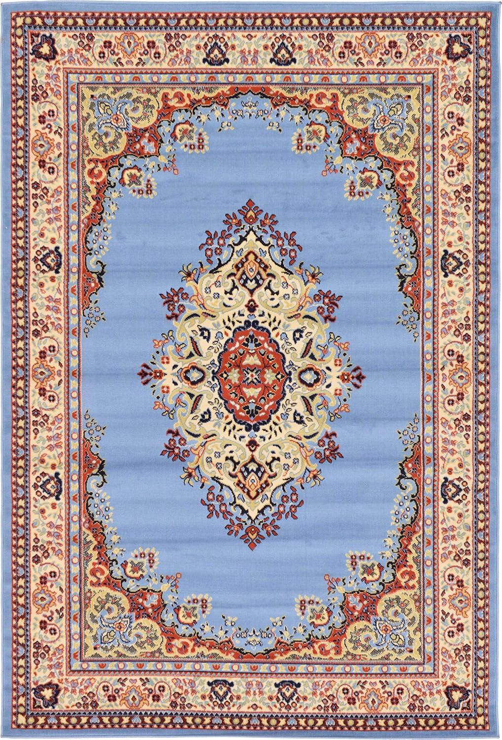 Unique Loom Washington Reza Rug Light Blue/Cream 6' 1" x 9' Rectangle Floral French Perfect For Living Room Bed Room Dining Room Office