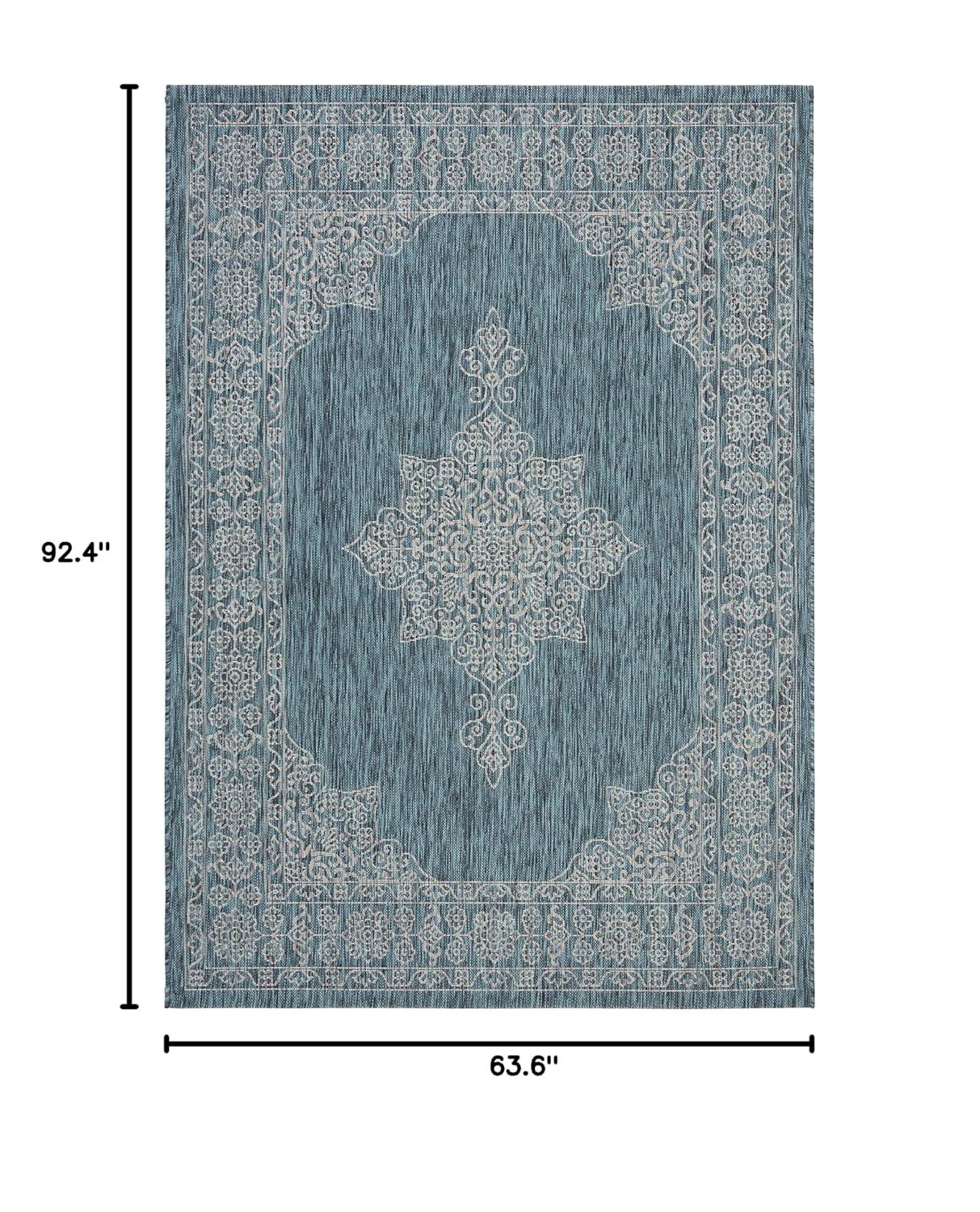 Courtyard CY8232 Power Loomed Indoor/Outdoor Area Rug - Teal/Ivory - 5'3"x7'7" - Safavieh.