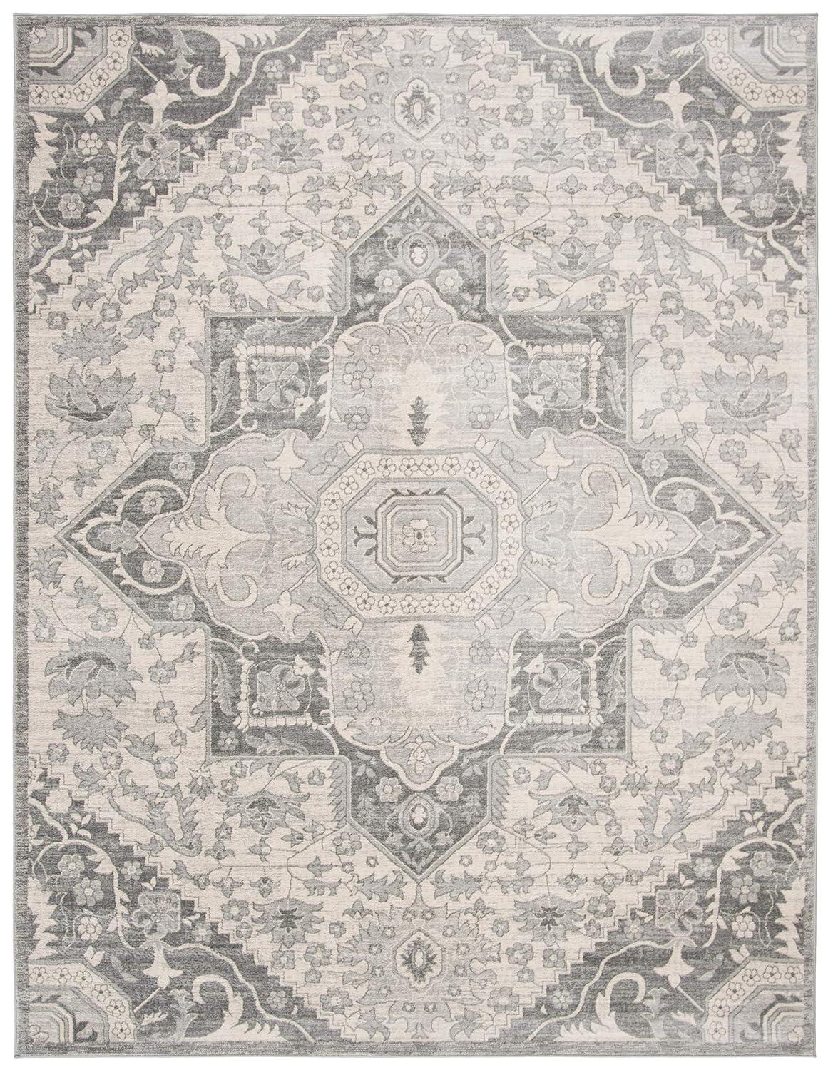 Brentwood BNT816 Power Loomed Indoor Area Rug - Grey/Cream - 8'x10' - Safavieh
