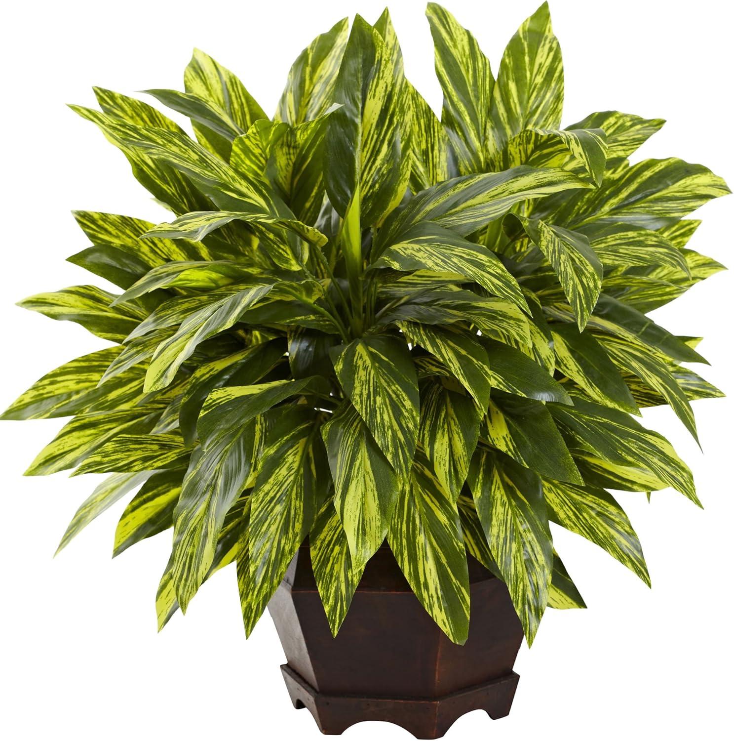 Green Tradescantia Faux Plant with Black Hexagon Planter