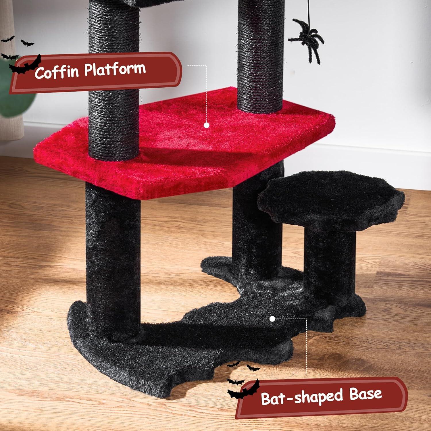 Tucker Murphy Pet™ Evannah Gothic Cat Tree for Hallowen, Cat Tower with Coffin Bed