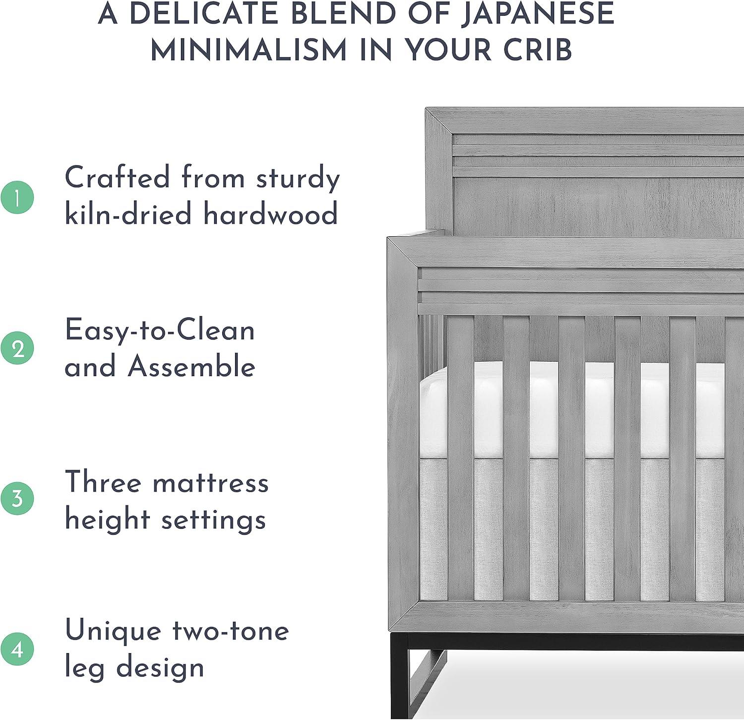 Imperial Grey Hardwood Convertible Crib for Newborns and Toddlers