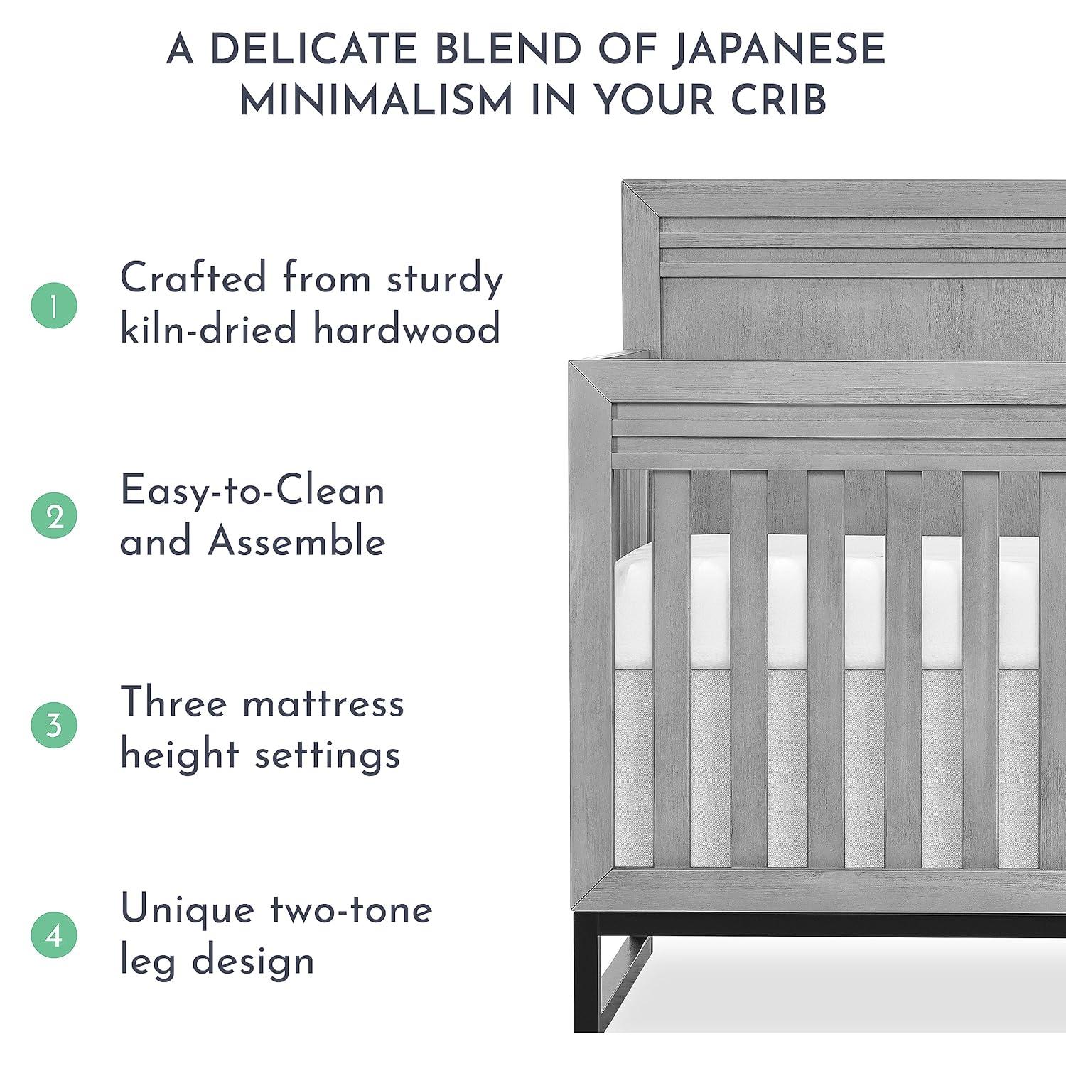 Imperial Grey Hardwood Convertible Crib for Newborns and Toddlers