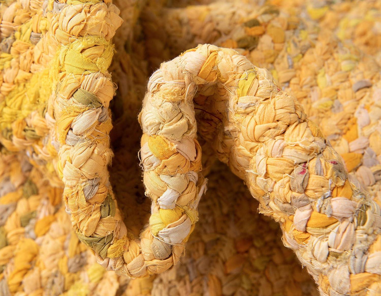 Unique Loom Braided Chindi Collection Area Rug - Layer (3' 3" x 5' 1" Oval Yellow Orange/Orange)