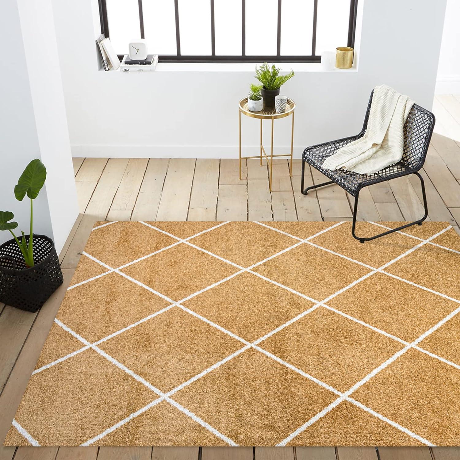 Cole Minimalist Diamond Trellis Round Area Rug - JONATHAN Y