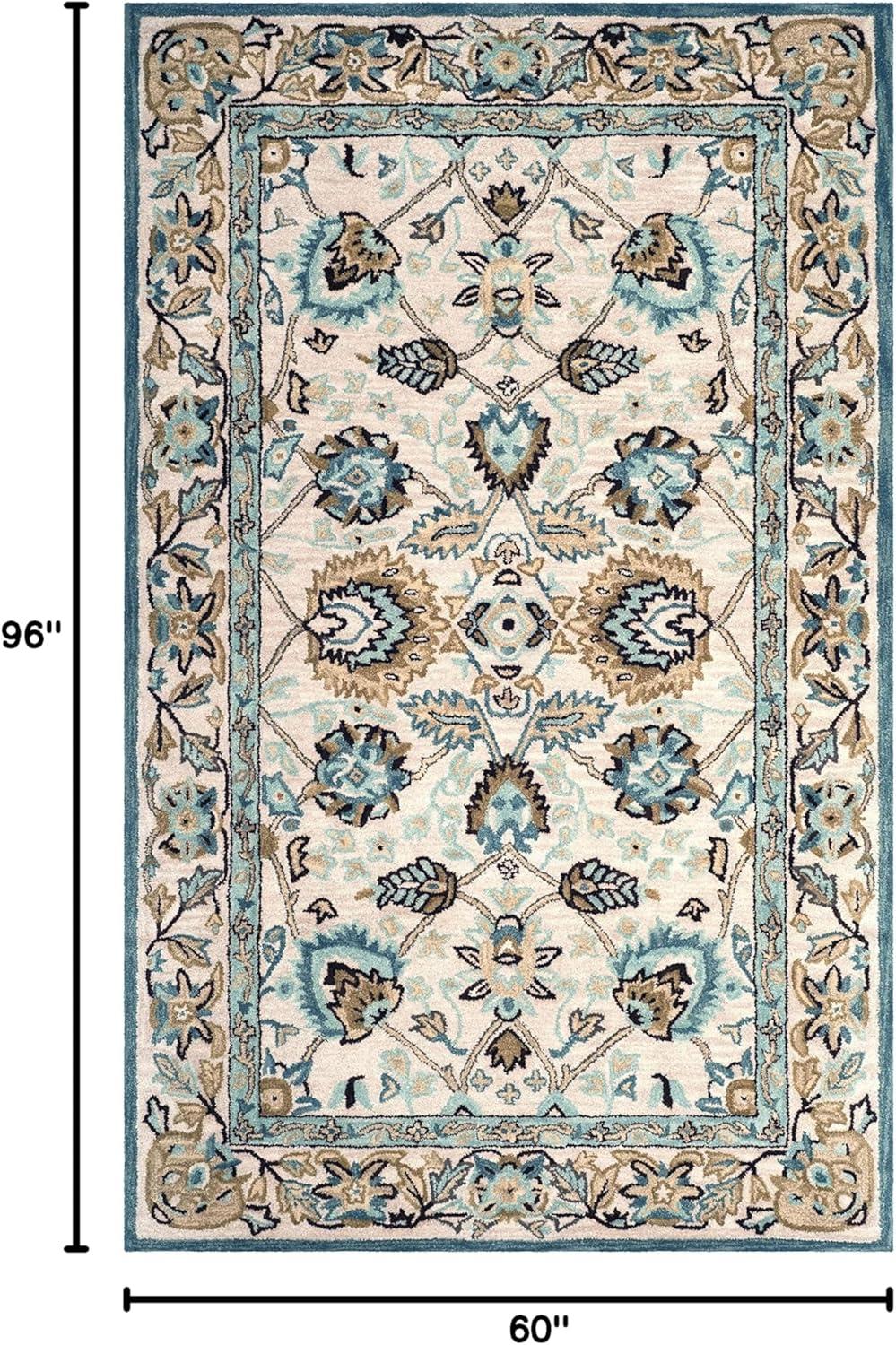Antiquity AT812 Hand Tufted Indoor Area Rug - Peacock/Blue - 5'x8' - Safavieh