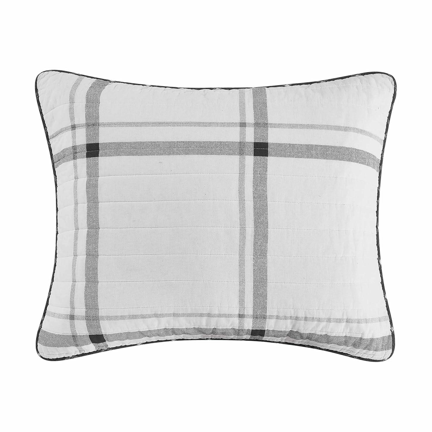 Heather Gray and White Cotton Full Quilt Set