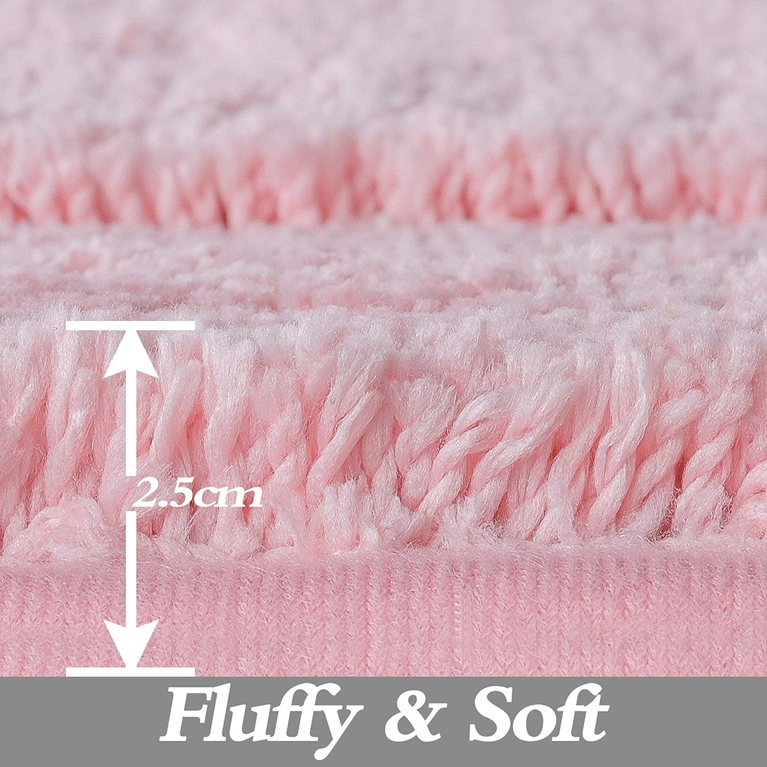 Pink Microfiber Non-Slip Waterproof Bath Mat