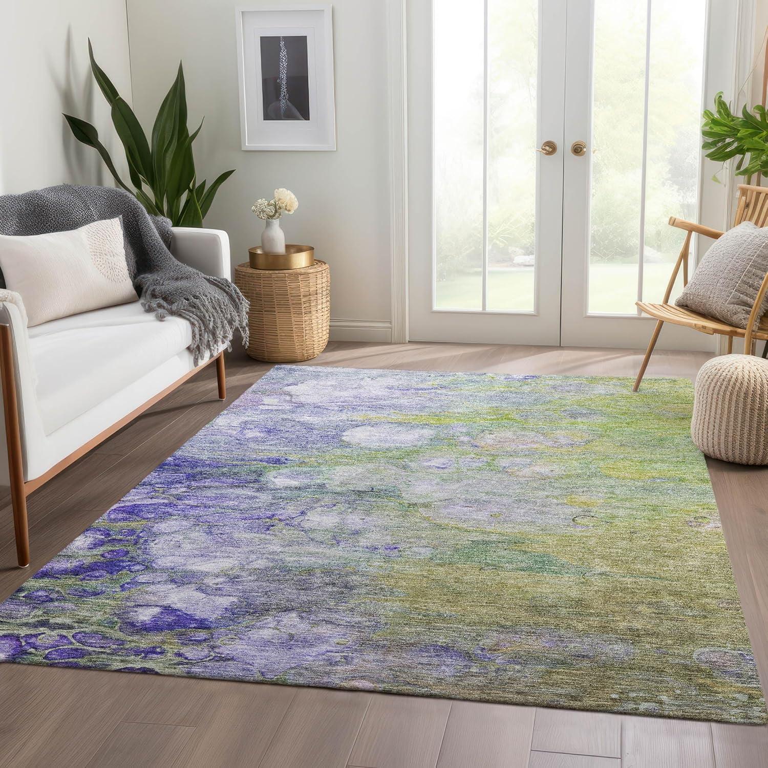 Aloe Abstract 3' x 5' Machine-Washable Indoor/Outdoor Rug