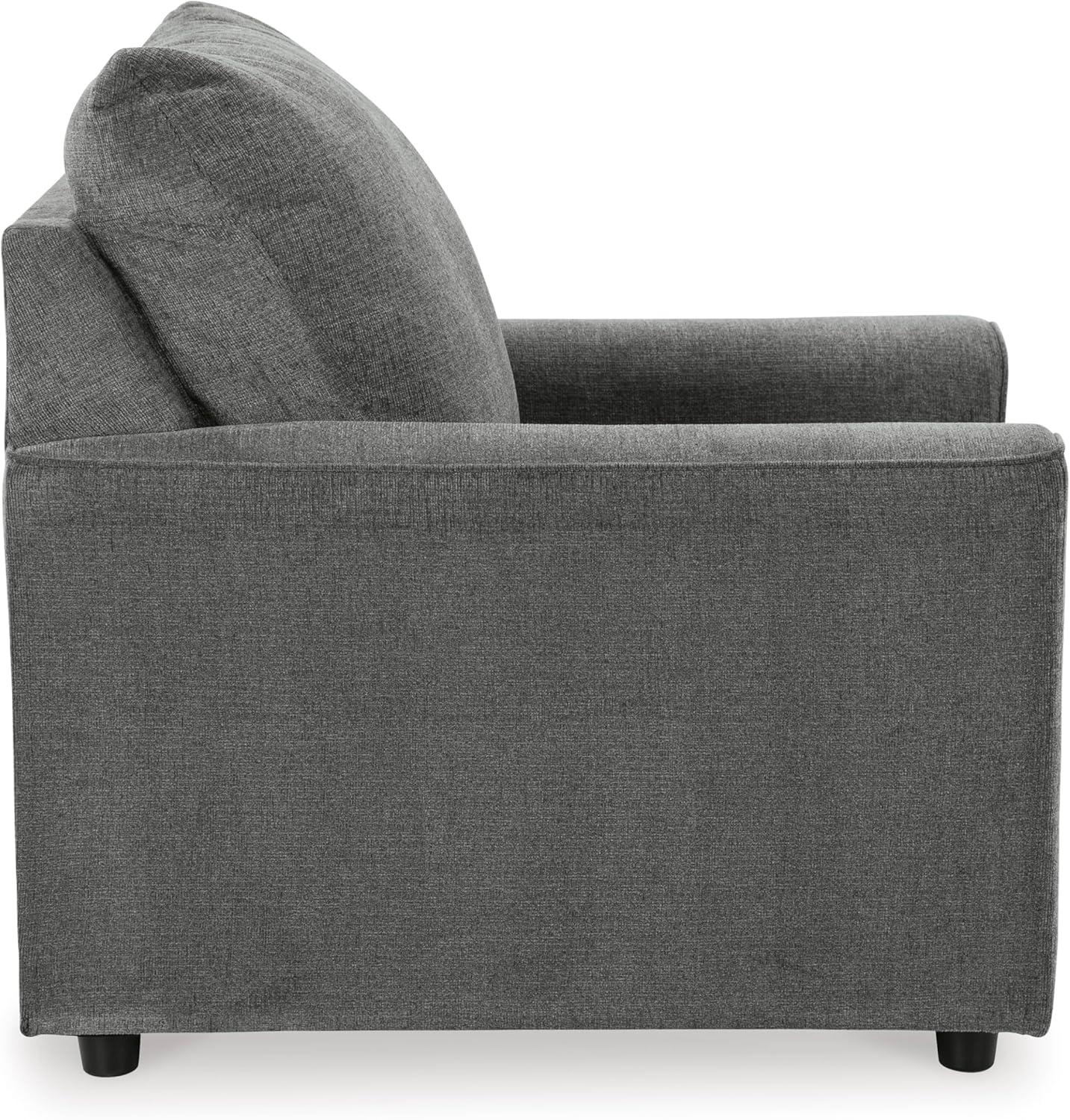 Gray Chenille Contemporary Stationary Chaise with Wood Legs