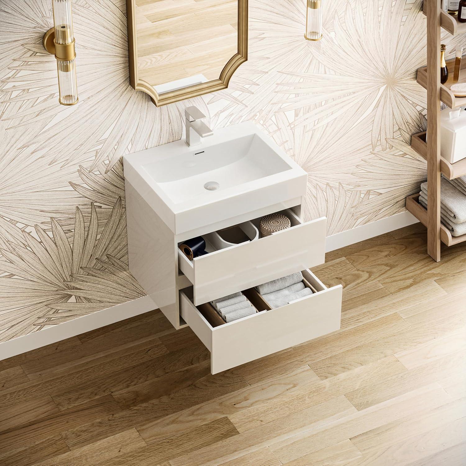 Valencia 24" Wall Mount Single Sink Bathroom Vanity with Top and Sink (Faucet Not Included)