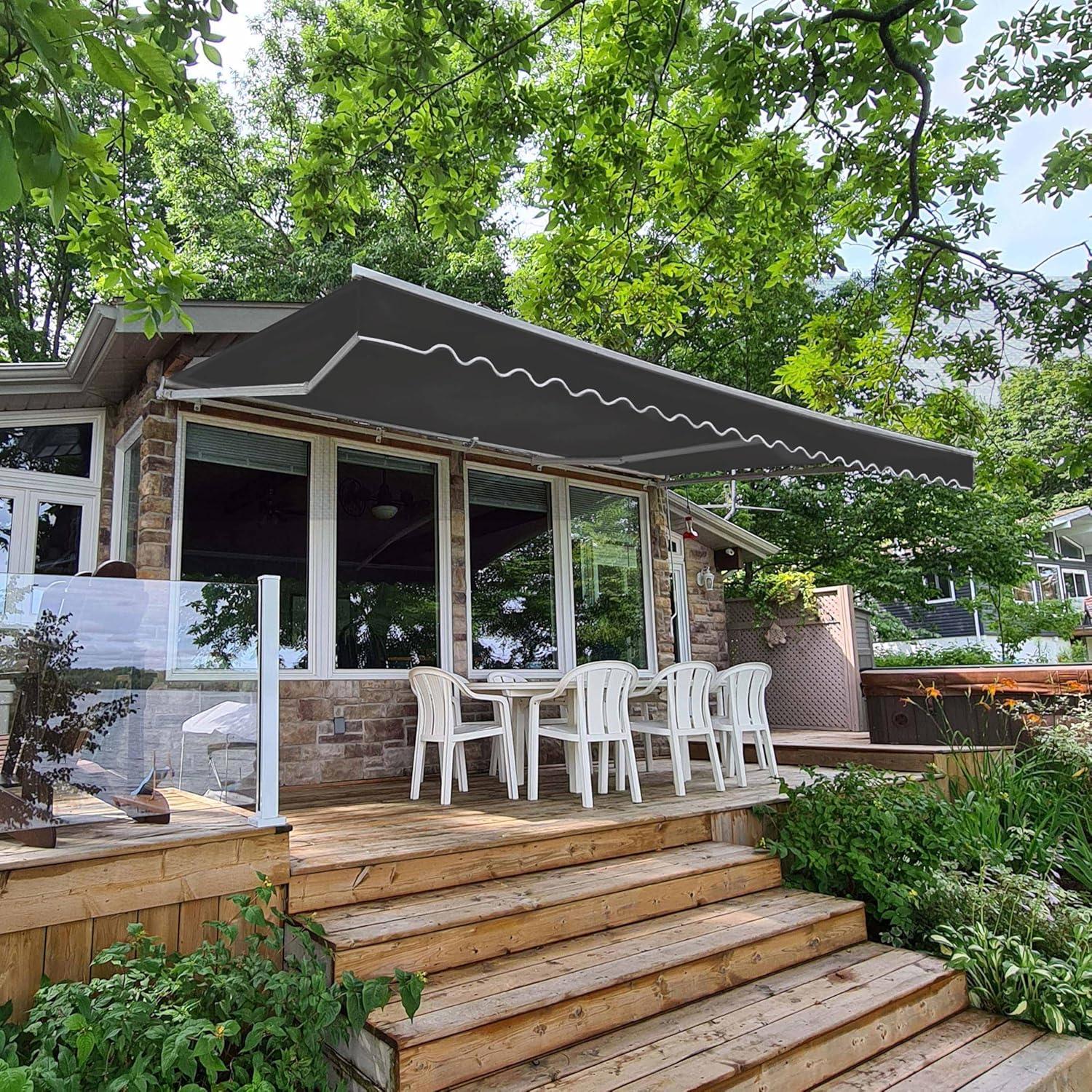 Motorized Retractable White Frame Patio Awning