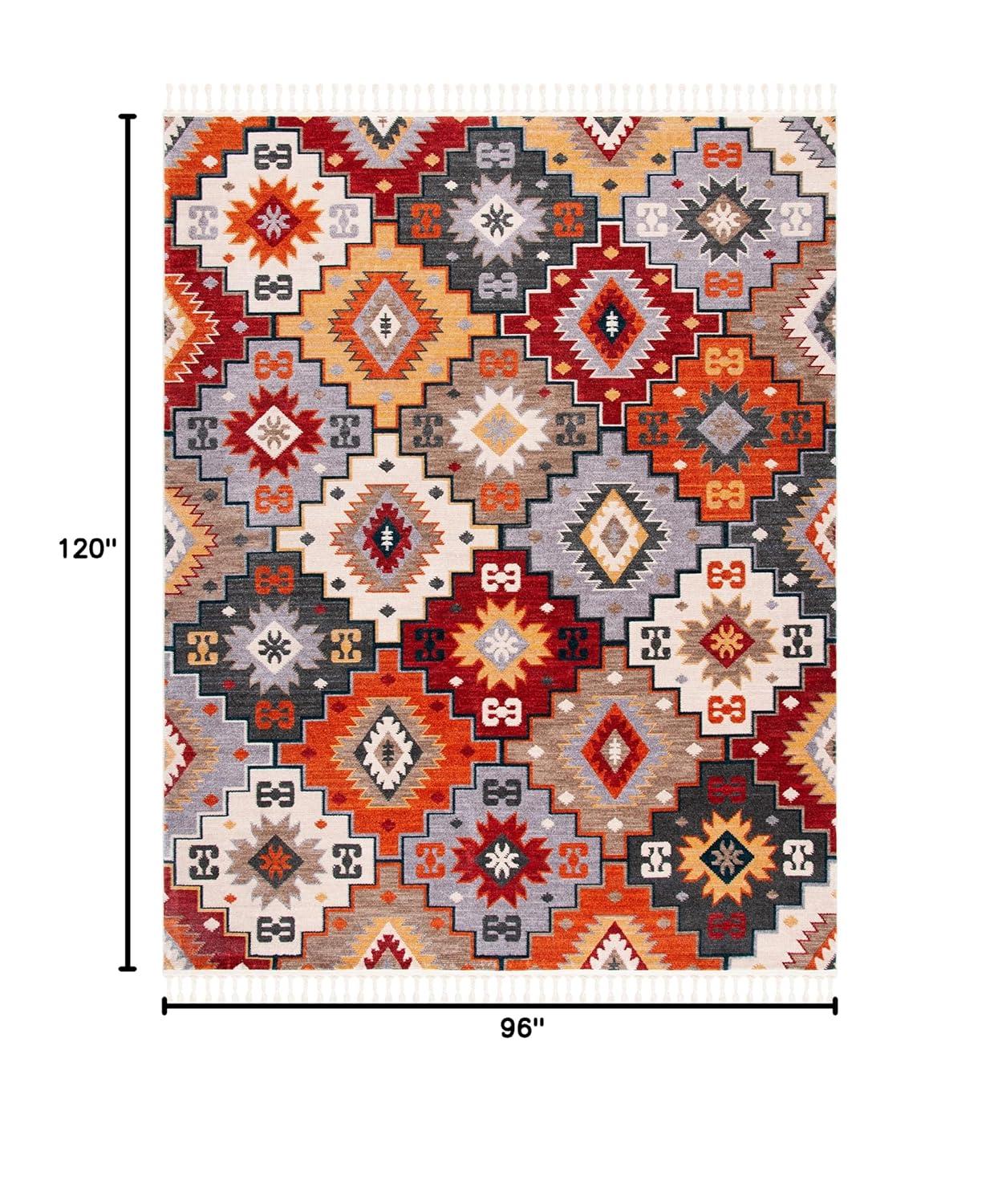 Farmhouse FMH805 Power Loomed Area Rug - Grey/Red - 8'x10' - Safavieh.