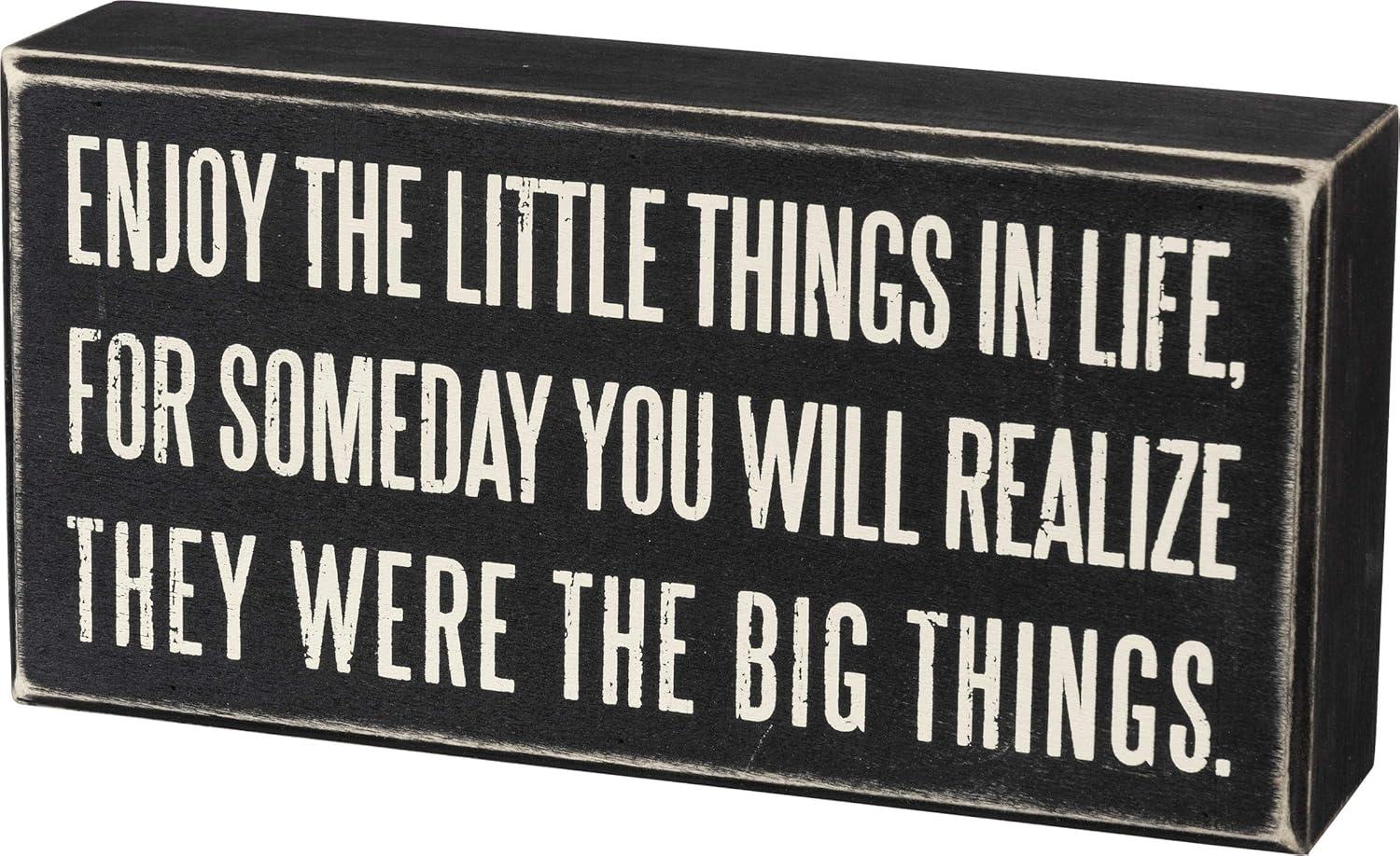 Vintage Black Wooden Rectangular Inspirational Box Sign