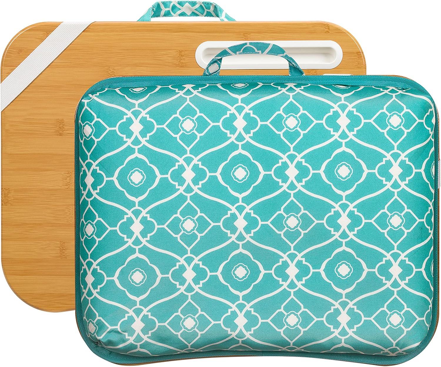 LAPGEAR XL Designer Lap Desk with Phone Holder and Device Ledge - Aqua Trellis - Fits up to 17.3 Inch Laptops - Style No. 45512