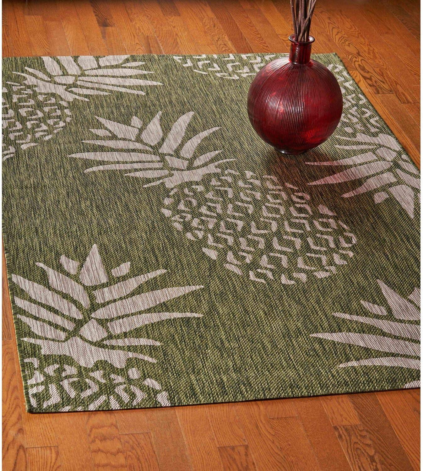 Ox Bay Caliana Tropical Pineapple Indoor, Outdoor Area Rug, Green, 5' x 7'