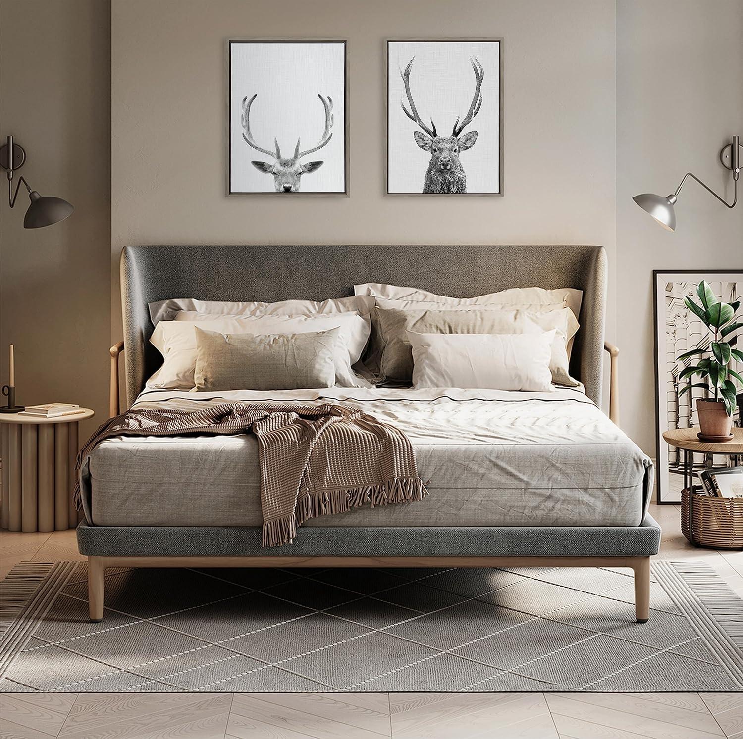 Black and White Forest Deer Canvas Wall Art, 18x24