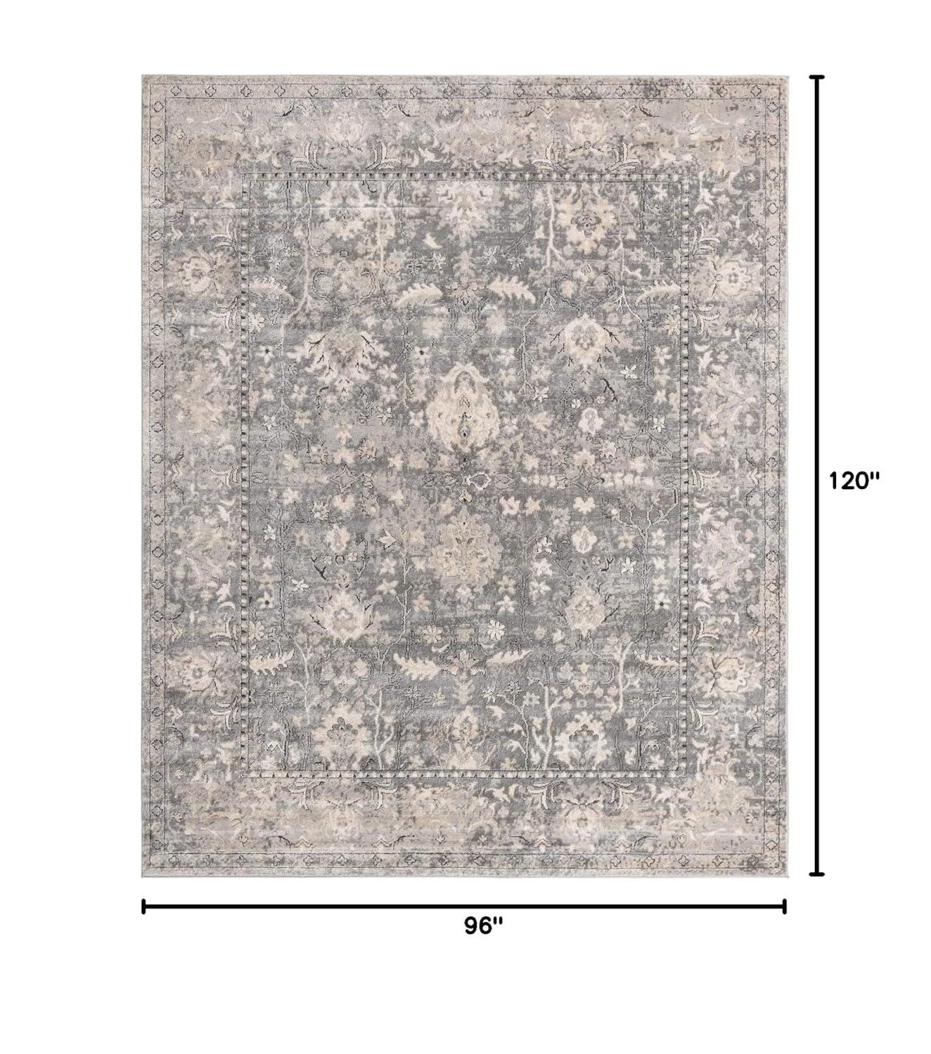 Unique Loom Portland Collection Bohemian Vintage Inspired Tone-on-Tone Design Area Rug (8' 0 x 10' 0 Rectangular, Gray/ Ivory)