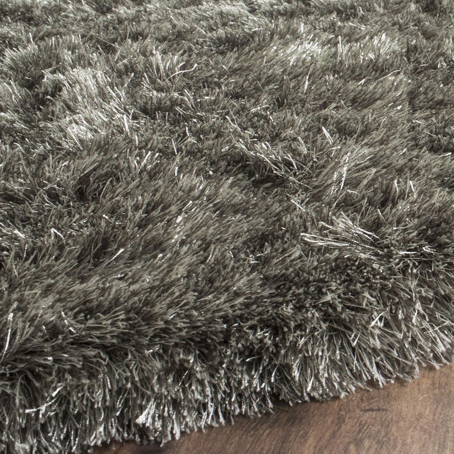 Shag SG511 Hand Tufted Area Rug - Silver - 5' round - Safavieh.