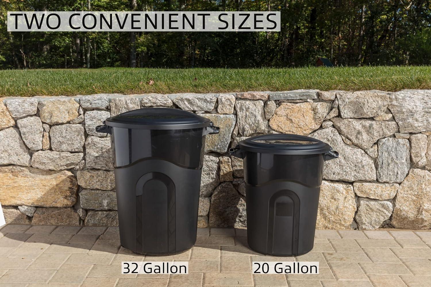 United Solutions Outdoor Garbage Can, 2 Pack, Black, Sturdy Construction