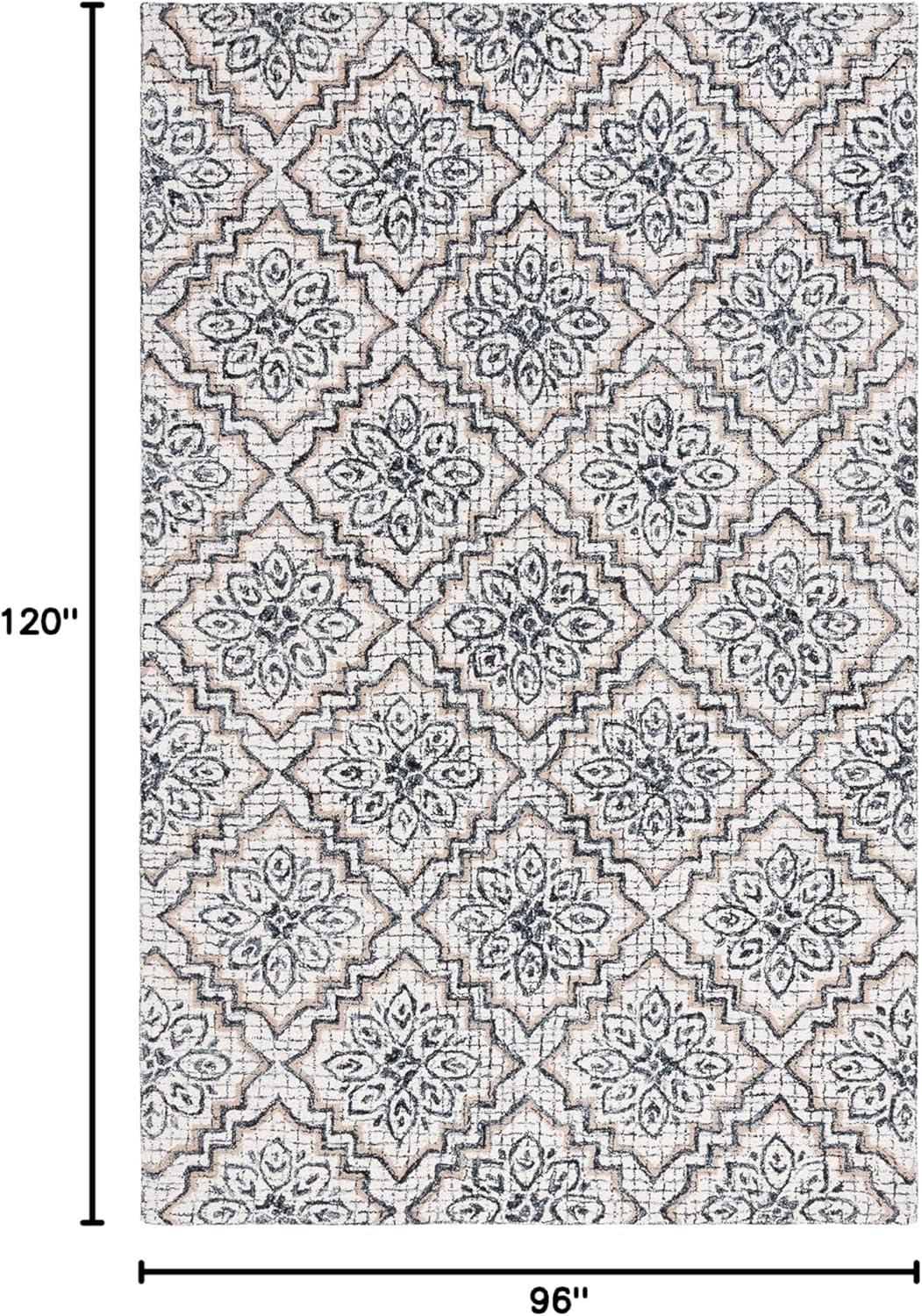 SAFAVIEH Abstract Drew Abstract Wool Area Rug, Ivory/Navy, 8' x 10'