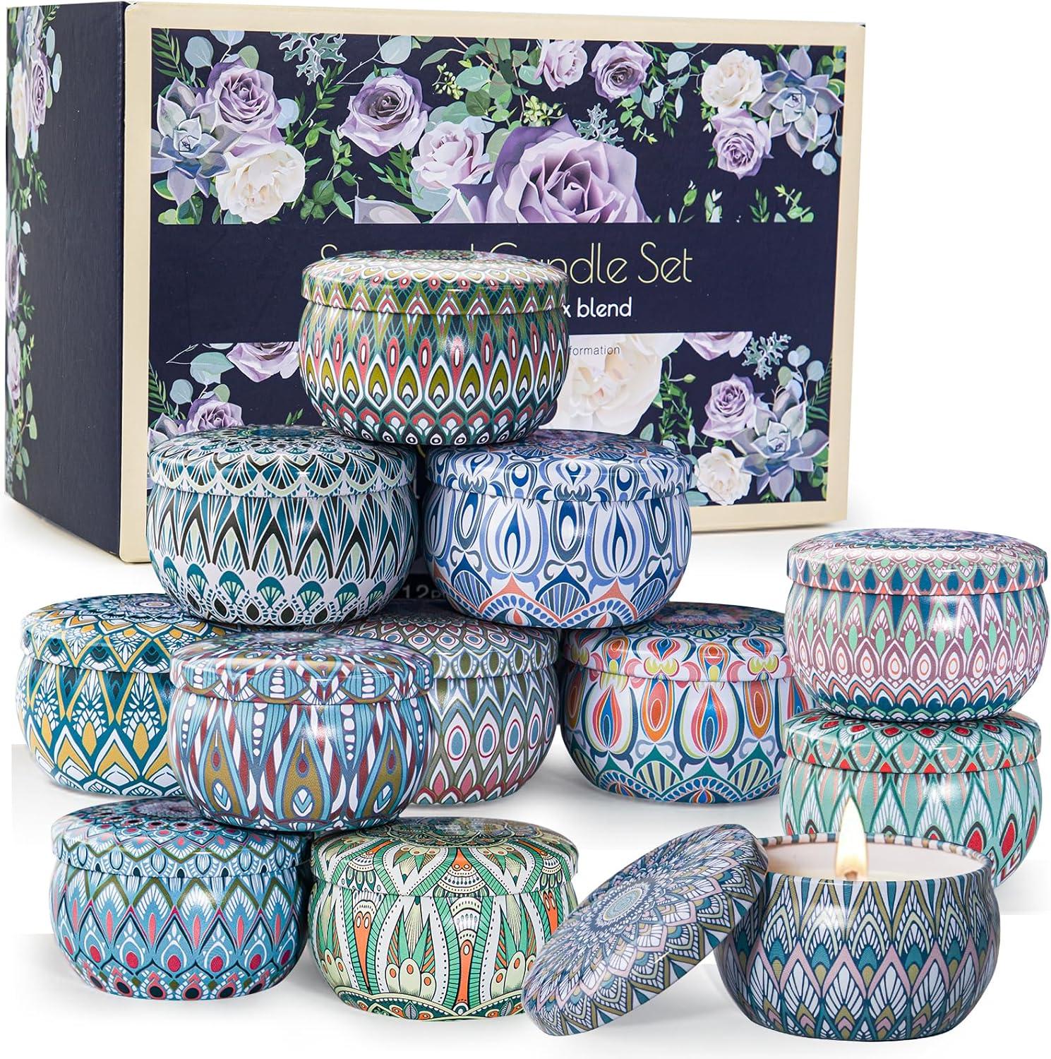 Scented Candles Gift Set, 12 Pack Aromatherapy Candles for Women, Candles for Home Scented, 300H Long Burning, Soy Wax Candle Set, Gifts for Mom Women SPA Birthday Anniversary Stocking Stuffers