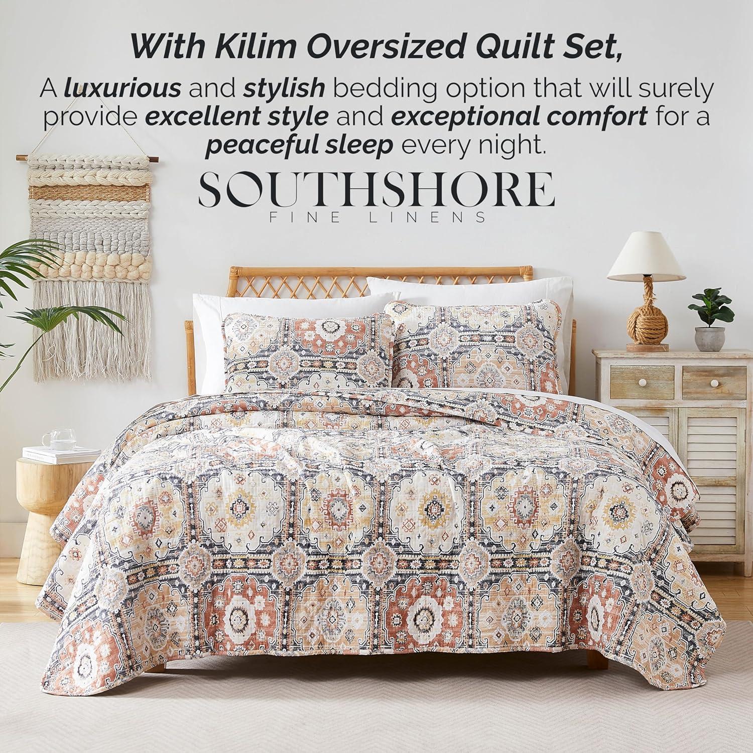 Southshore Fine Living Kilim Oversized 2-Piece Quilt Set Natural Twin / Twin XL