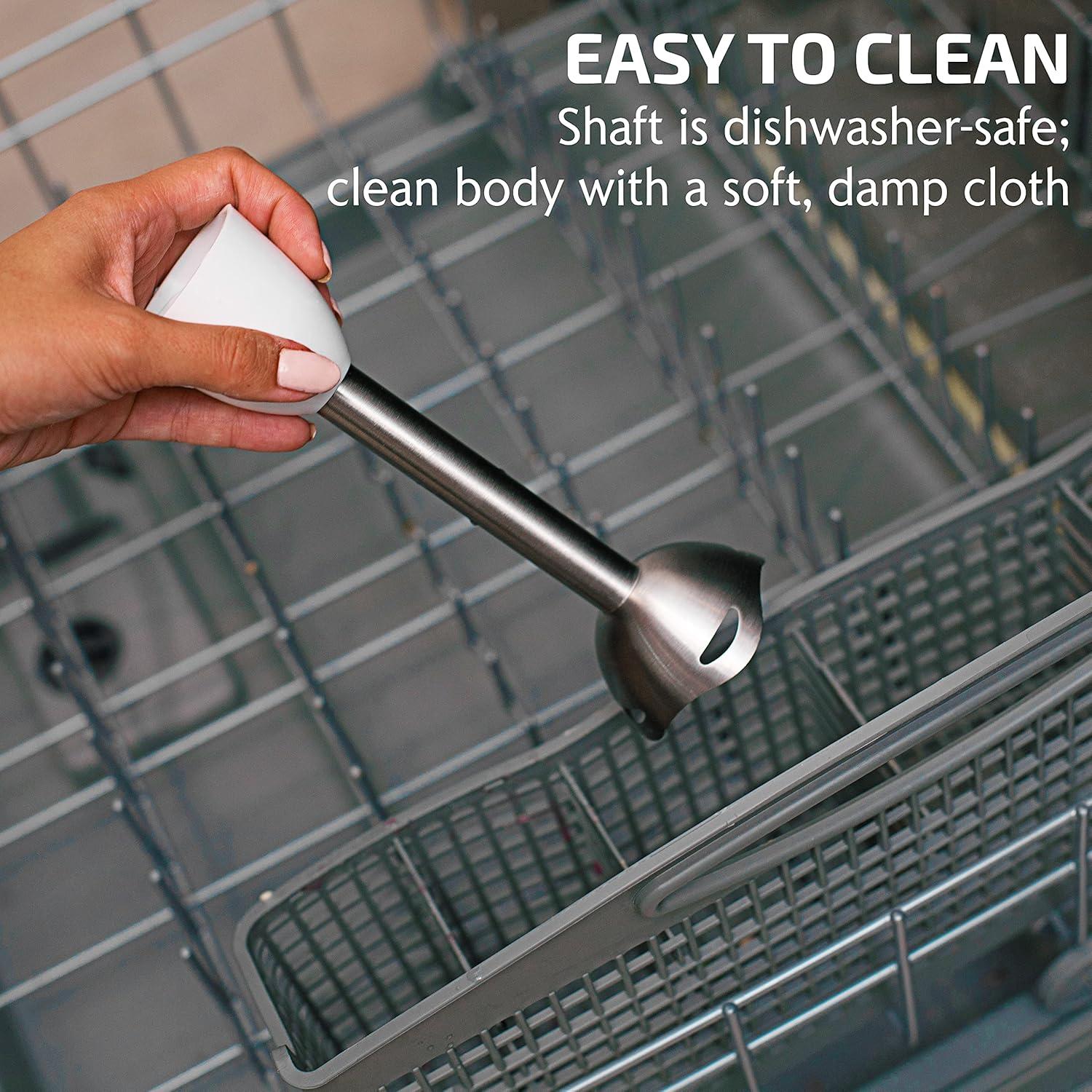 OVENTE Electric Immersion Hand Blender, 2 Mixing Speed w/ Stainless Steel Blades, White HS560W