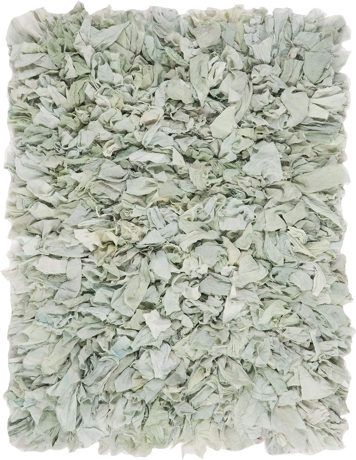 Handmade Light Green Tufted Shag Square Rug