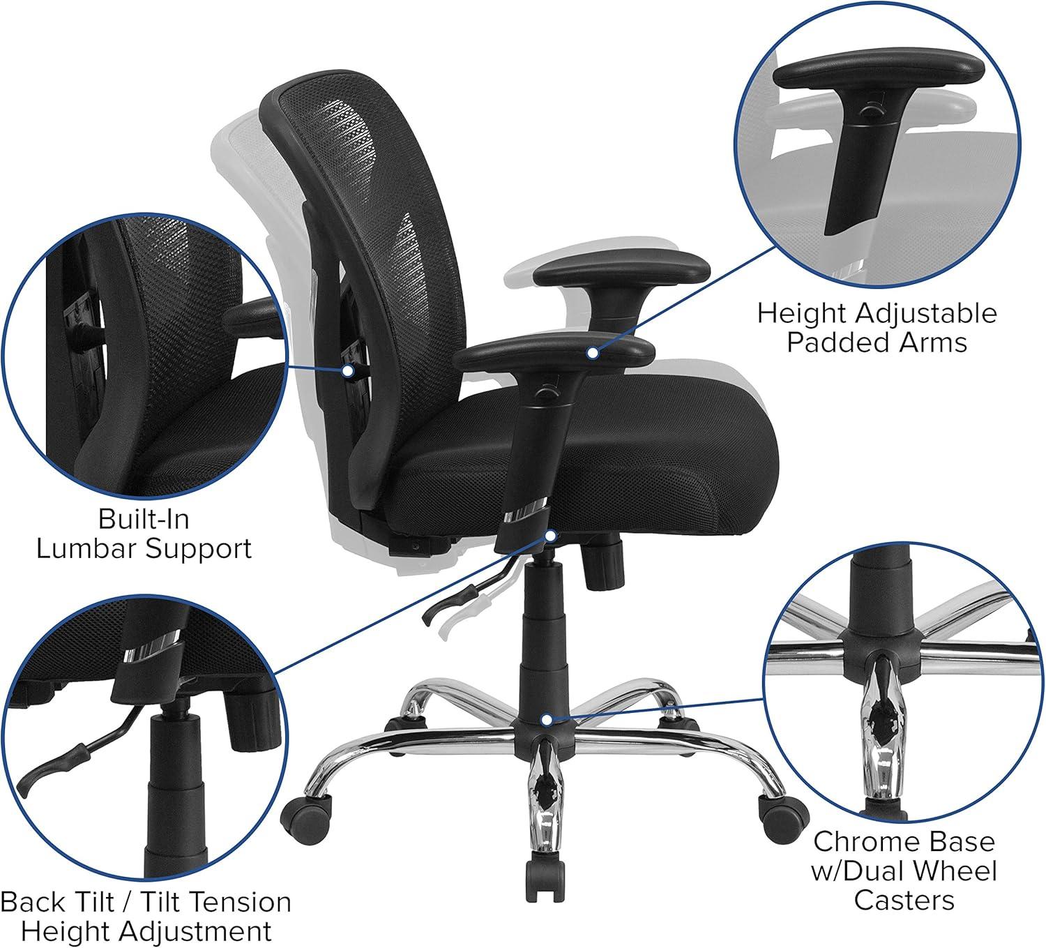 Flash Furniture Big & Tall Office Chair | Adjustable Height Mesh Swivel Office Chair with Wheels