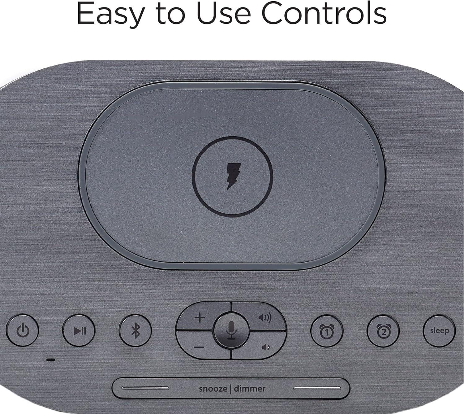 iHome Wireless Charging Alarm Clock with Bluetooth Speaker and USB Charging - (iBTW38B8)