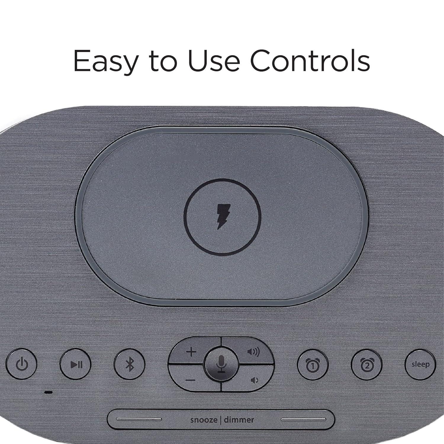 iHome Wireless Charging Alarm Clock with Bluetooth Speaker and USB Charging - (iBTW38B8)