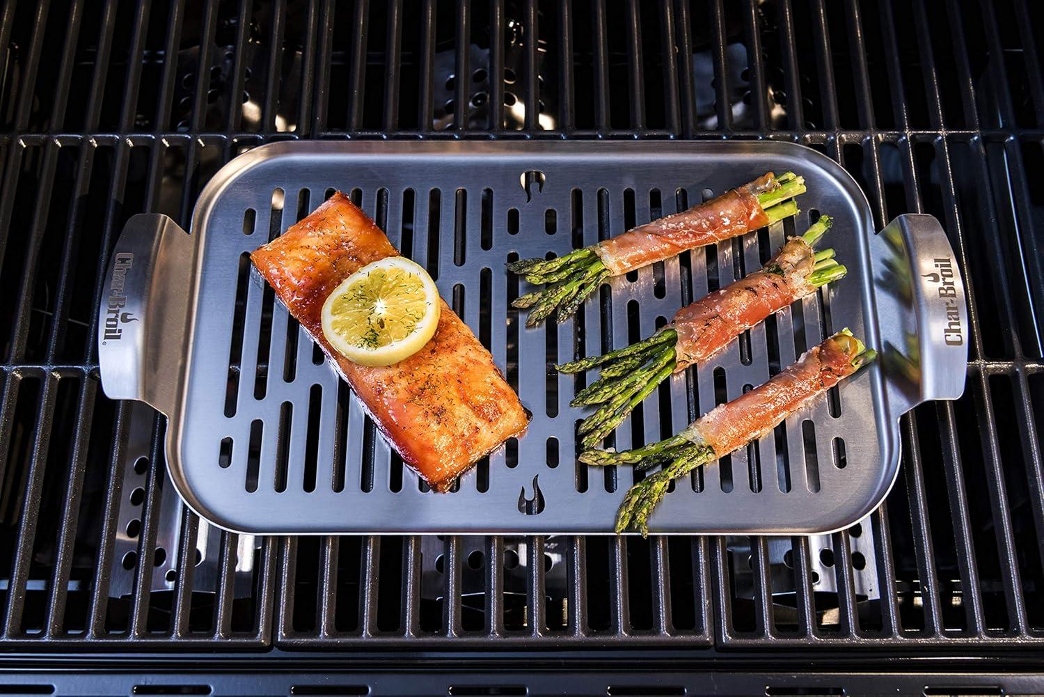 Stainless Steel Grill Topper with Slots for Vegetables and Seafood