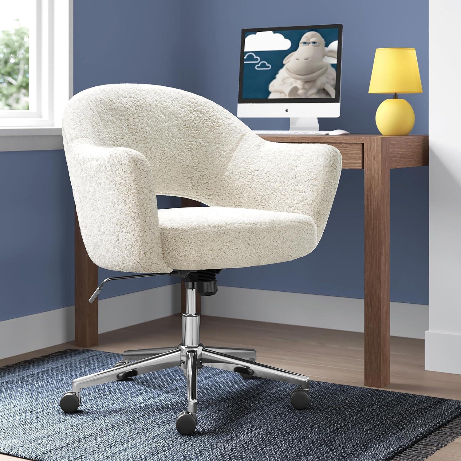 Serta Valetta Midcentury Modern Faux Fur Home Office Chair with Memory Foam Padding