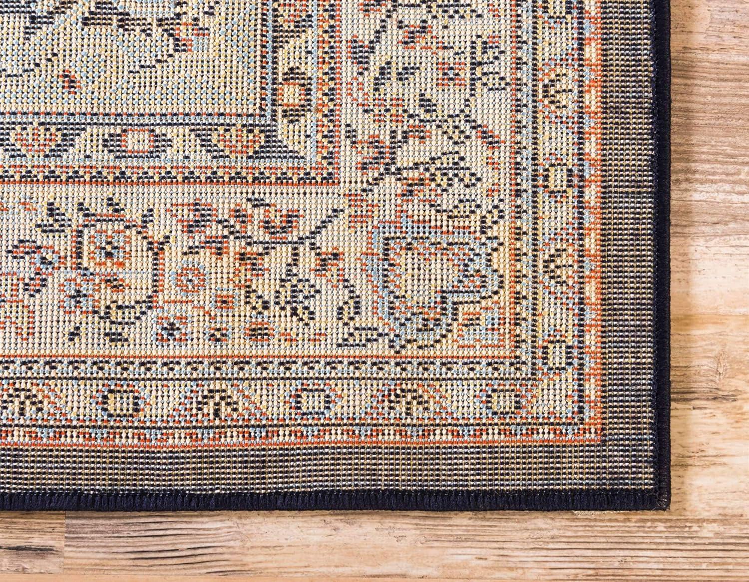 Rugs.com Amaya Collection Rug – 2' x 3' Navy Blue Medium Rug Perfect For Entryways, Kitchens, Breakfast Nooks, Accent Pieces