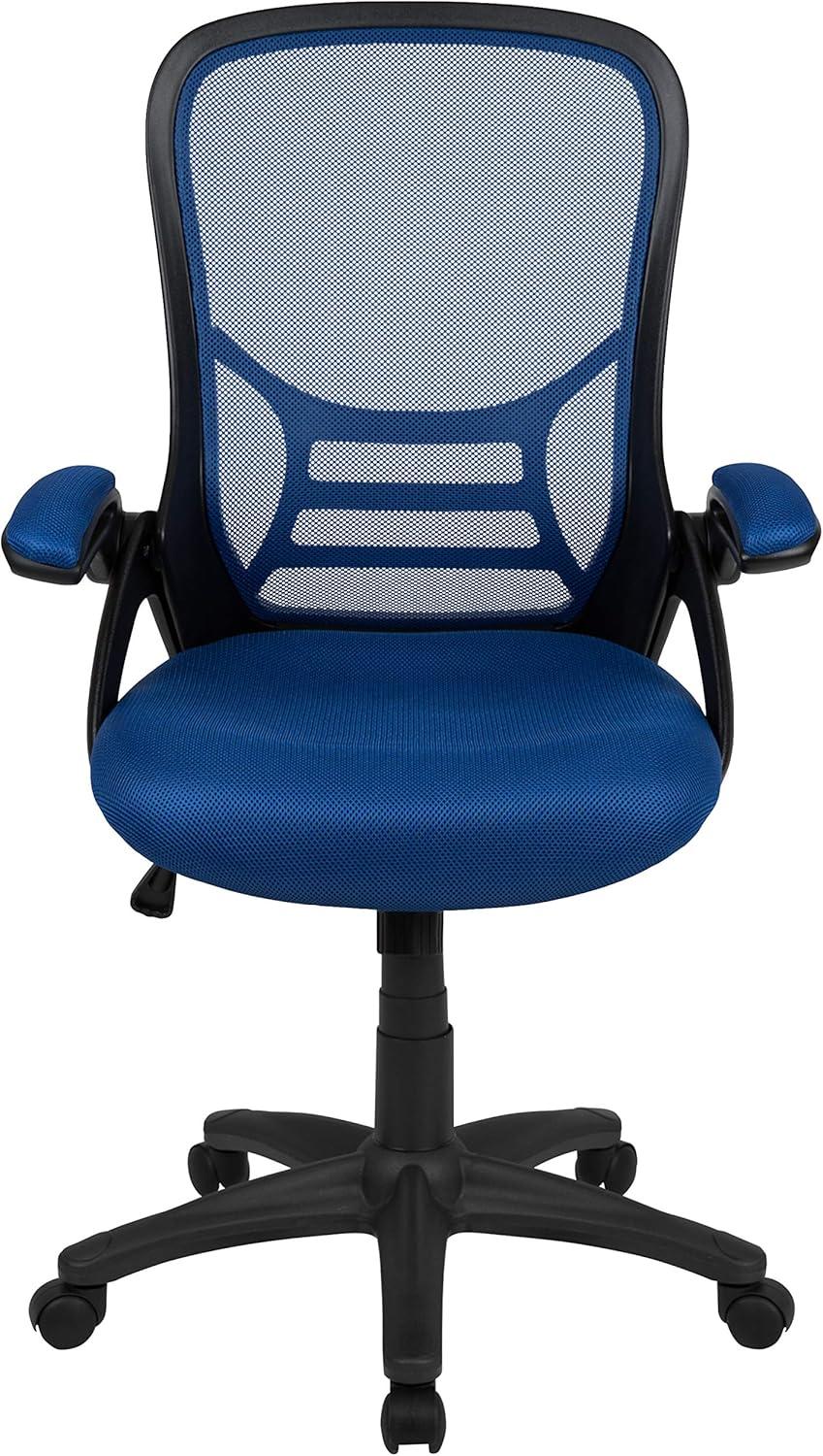 Flash Furniture Porter Ergonomic Mesh High-Back Swivel Office Chair with Flip-Up Armrests, Blue