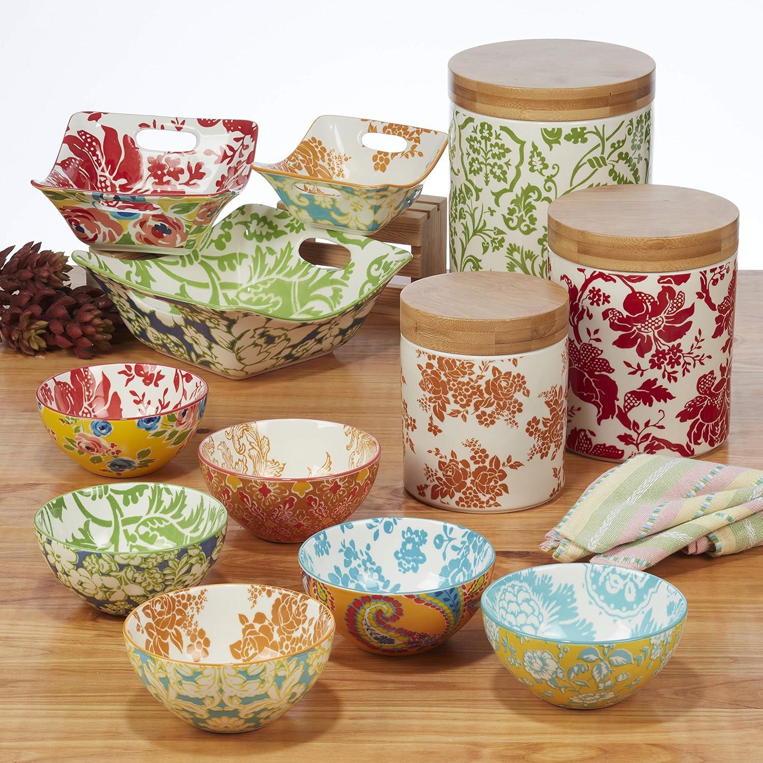 Colorful Ceramic Bohemian Floral 14oz Mug Set of 6