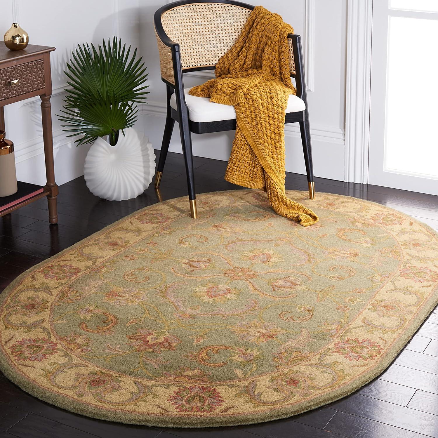Heritage HG811 Hand Tufted Area Rug - Blue/Beige - 4'6"x6'6" Oval - Safavieh.