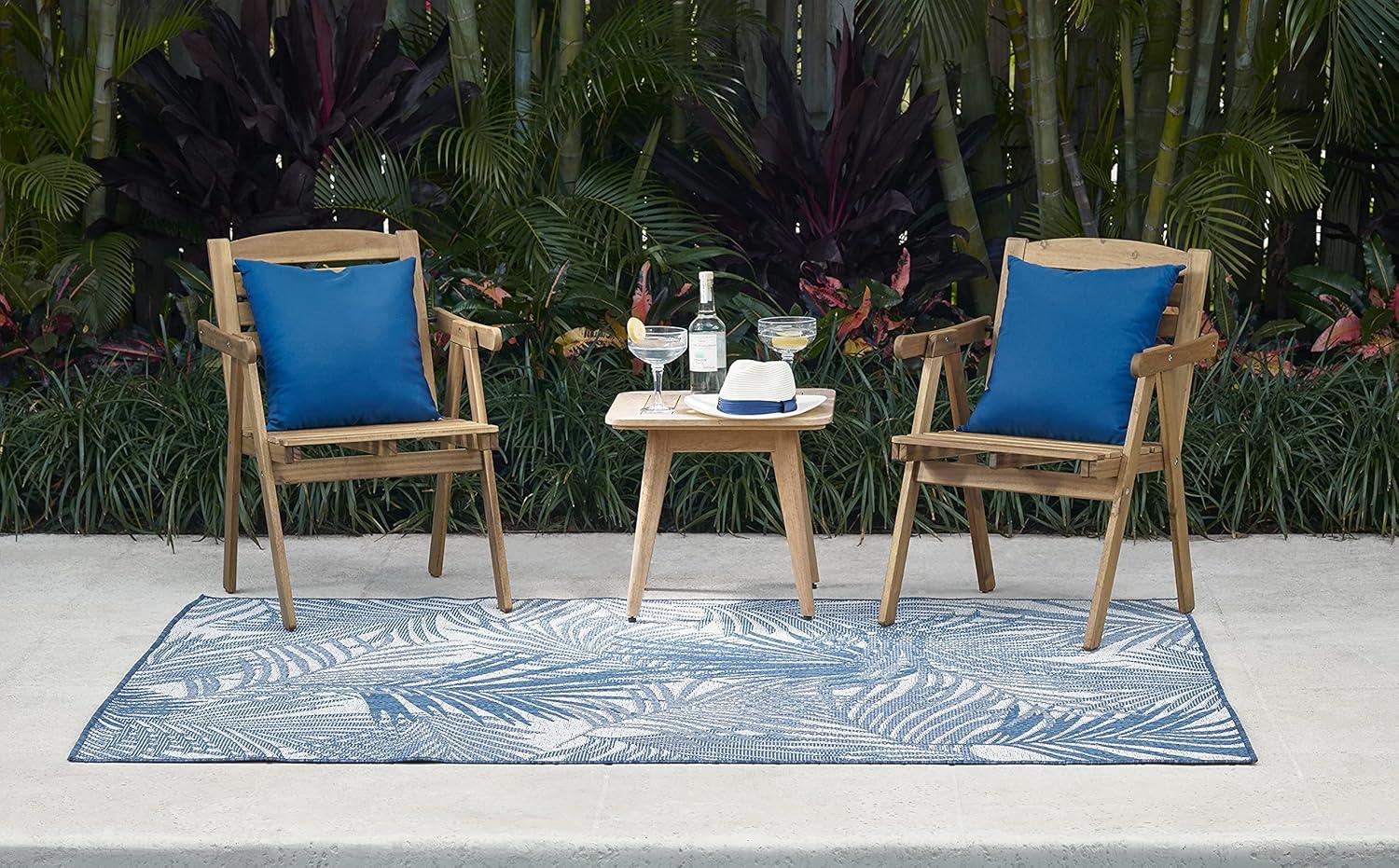 Momeni 8' x 10' Blue Floral Outdoor Rug