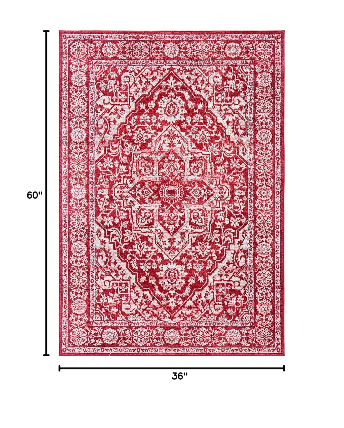 Brentwood BNT832 Power Loomed Indoor Accent Rug - Red/Ivory - 3'x5' - Safavieh