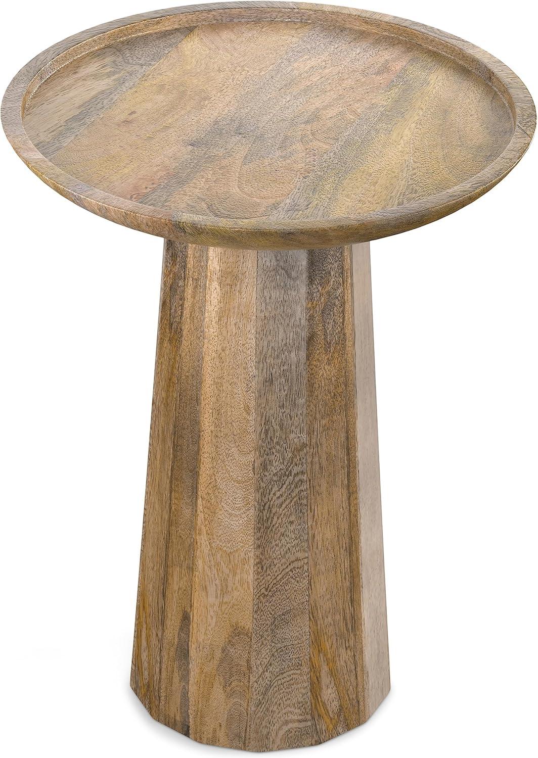 Natural Mango Wood 13-Inch Round Contemporary Accent Table