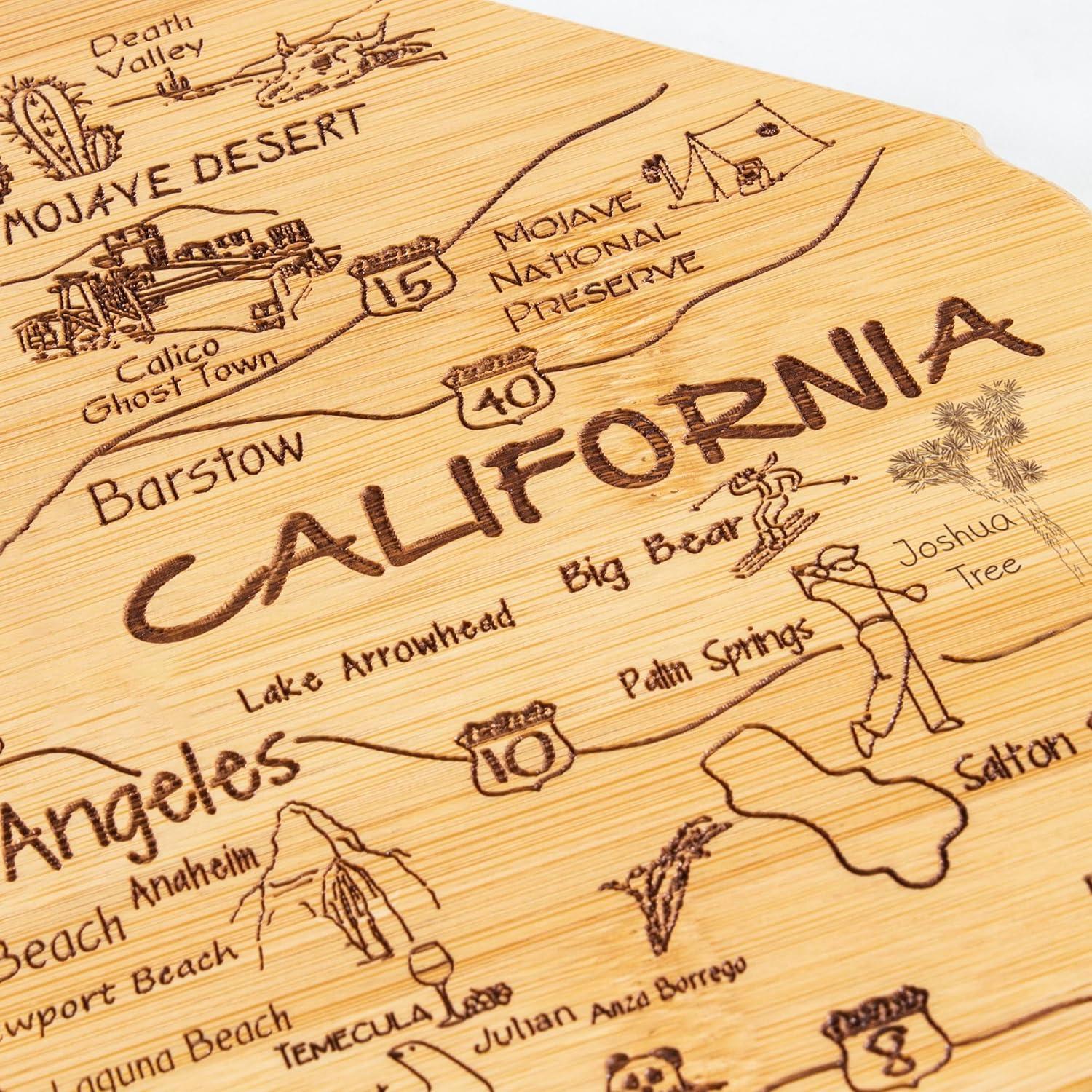 Totally Bamboo Destination California Cutting Board: State Grazing Board, Lightweight Bamboo, 14.25" x 11"