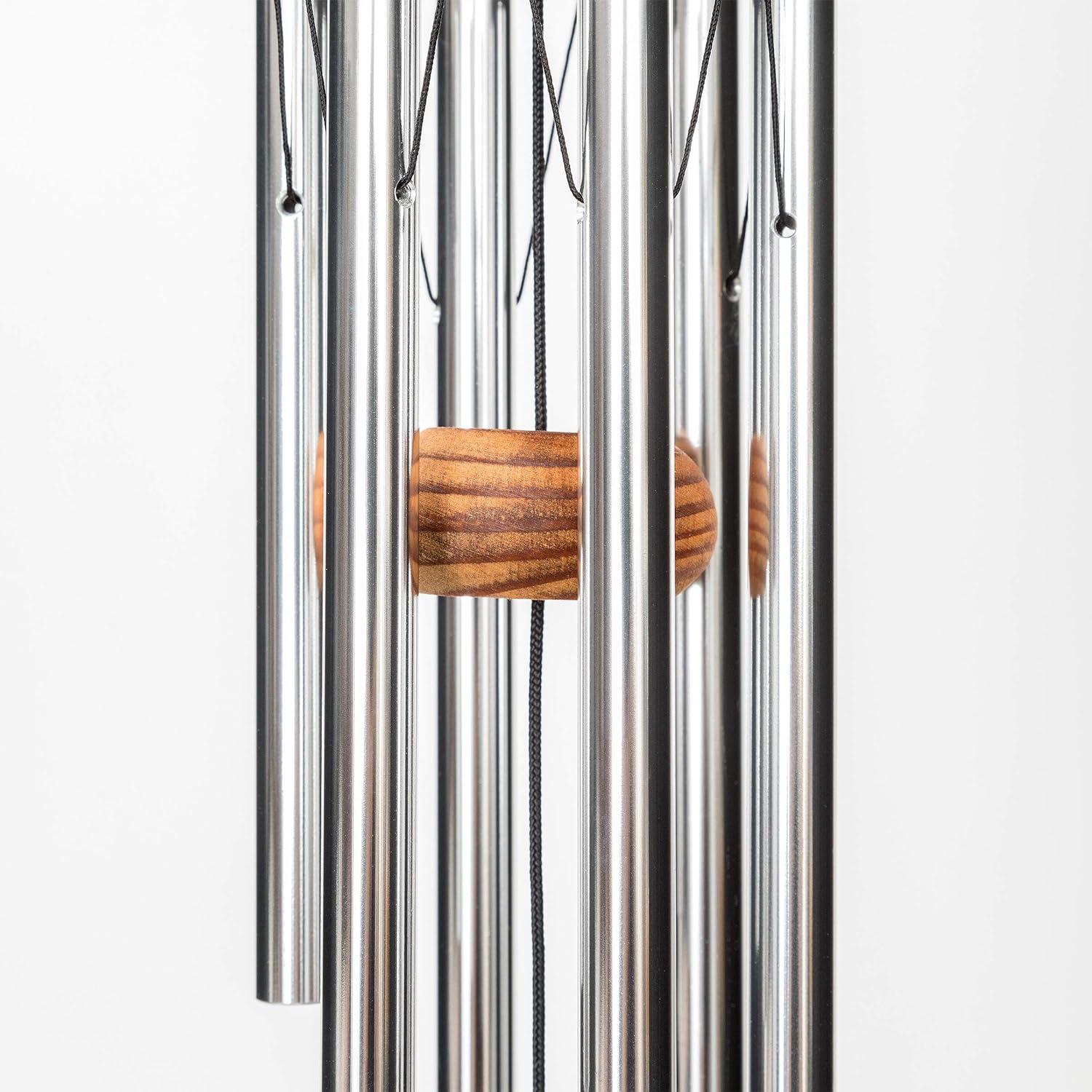 Festival 18" Silver Redwood Wind Chime with Anodized Aluminum Tubes