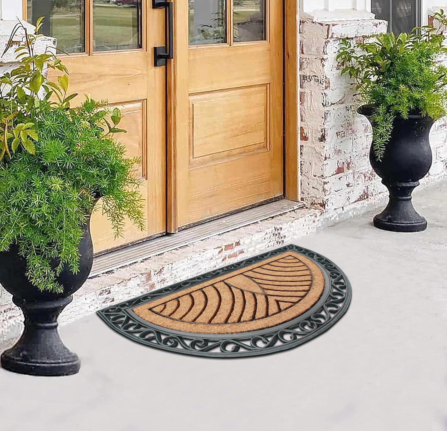 A1HC Natural Coir & Rubber Door Mat, 30"x48" – Thick, Durable, Heavy Duty, Anti-Shed, Fade-Resistant, Long-Lasting Outdoor Entrance Large Doormat for Front Porch