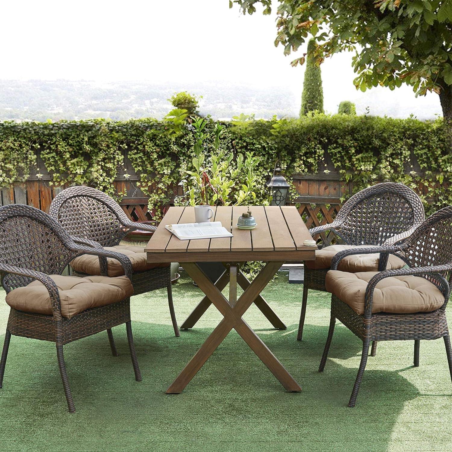 Marina Decoration Premium Thick Patio Pad Tufted 19 x 19 x 4" Solid Outdoor Chair Seat Cushions, 6 Pack