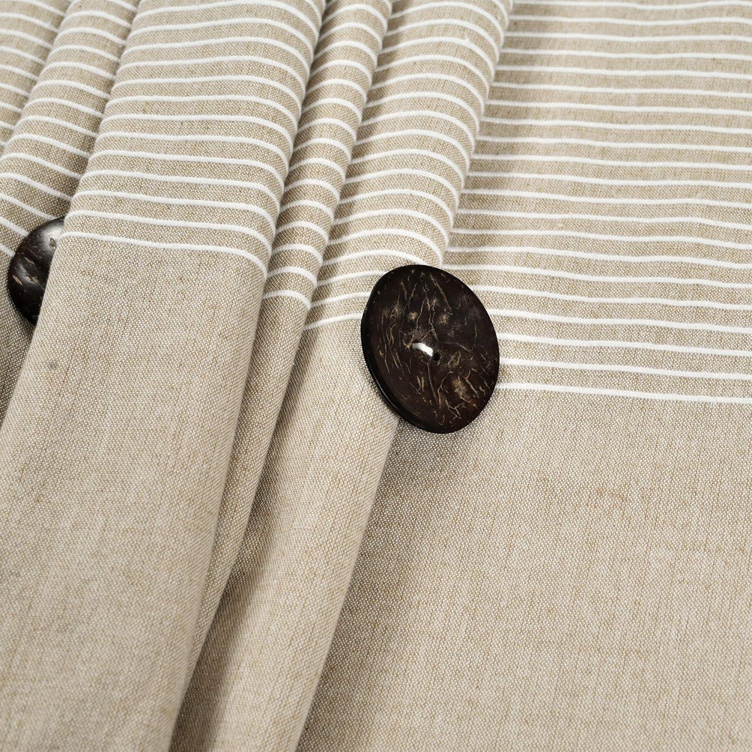 Farmhouse Button Striped Yarn Dyed Woven Cotton Single Shower Curtain - Lush Décor