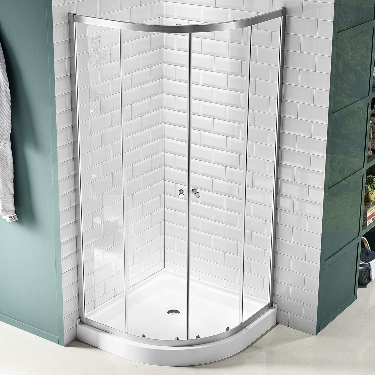 Mare Series 35.2'' W 76'' H Framed Round Reversible Shower Enclosure
