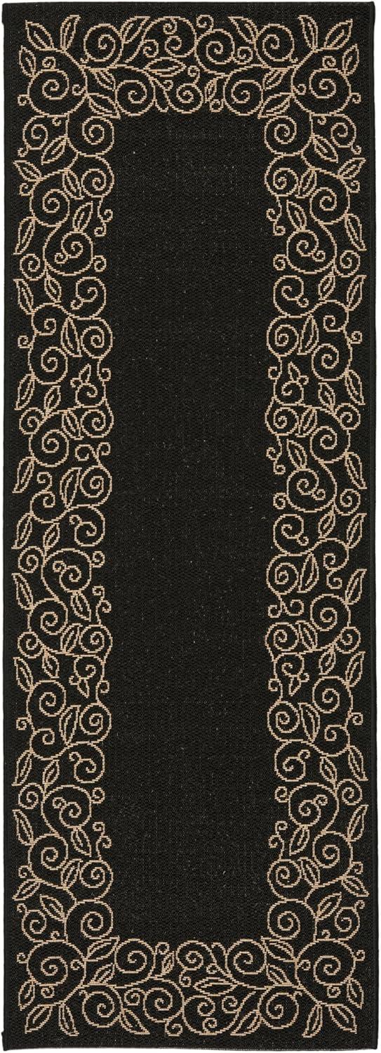 Courtyard CY5139 Power Loomed Indoor and Outdoor Runner Rug - Black/Beige - 2'3"x6'7" - Safavieh