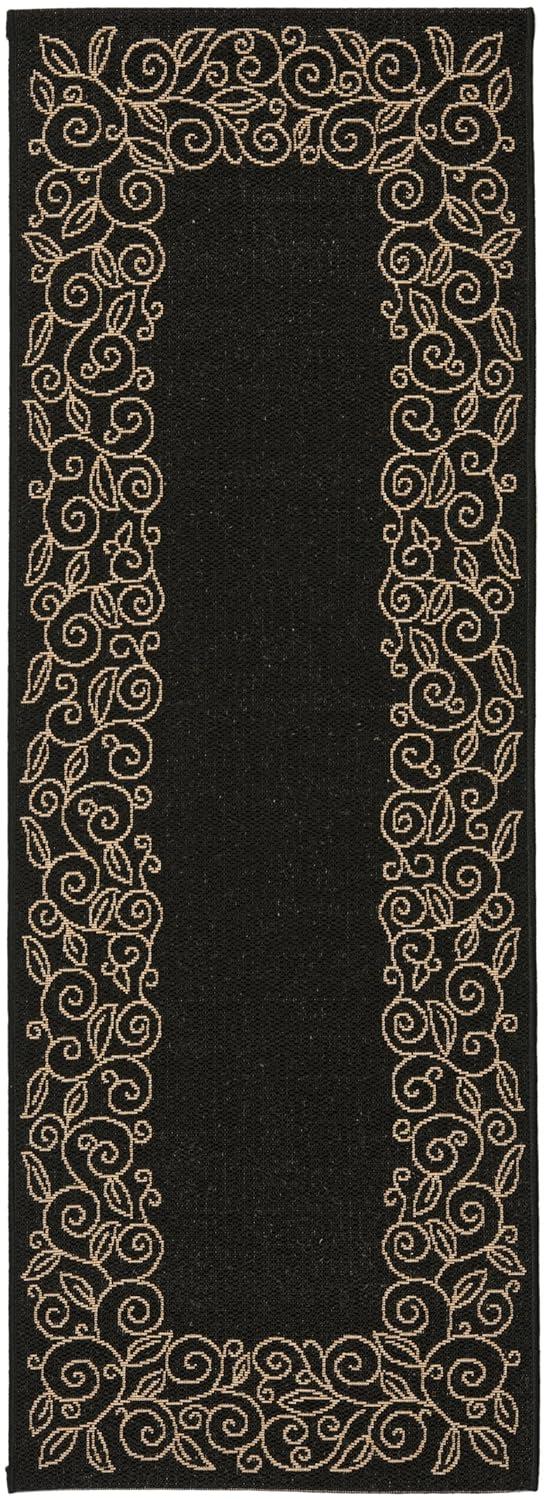 Courtyard CY5139 Power Loomed Indoor and Outdoor Runner Rug - Black/Beige - 2'3"x6'7" - Safavieh